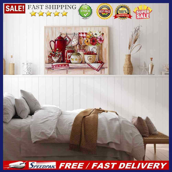 5D DIY Diamond Painting Kits Full Square Drill Kitchenware Mosaic Wall Drawin