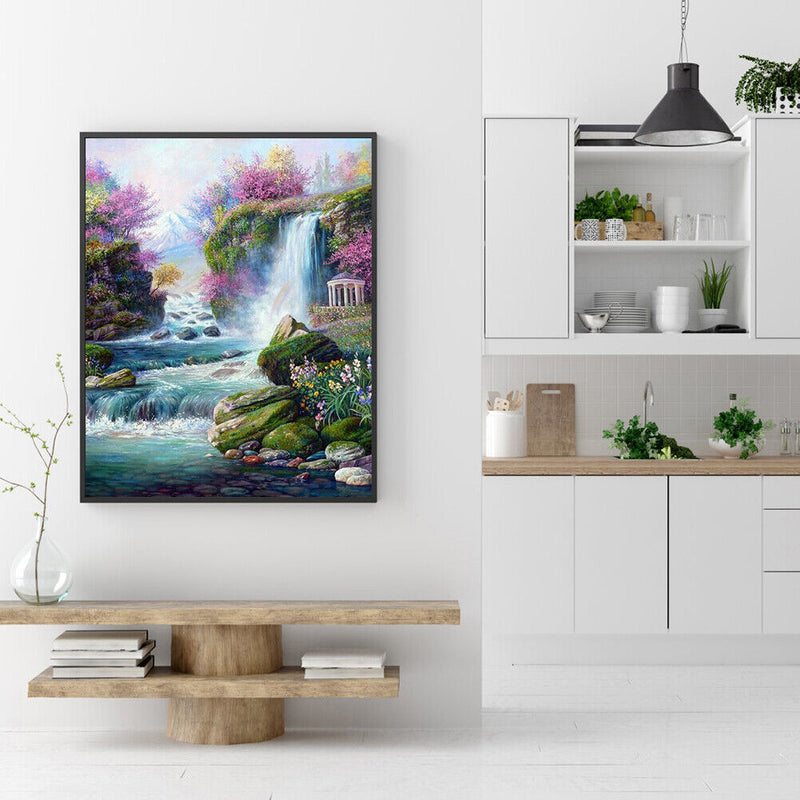Mountain Stream Waterfall Full Square Diamond Embroidery Rhinestone Painting Art