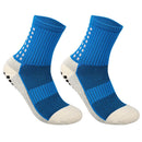 Anti Slip Mid-Tube Football Socks Cotton Elastic Sports Stockings (Blue) Newly
