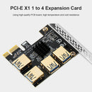 PCIE Adapter Card PCIE 1 to 4 USB Multiplier Hub Riser Converter for Mining