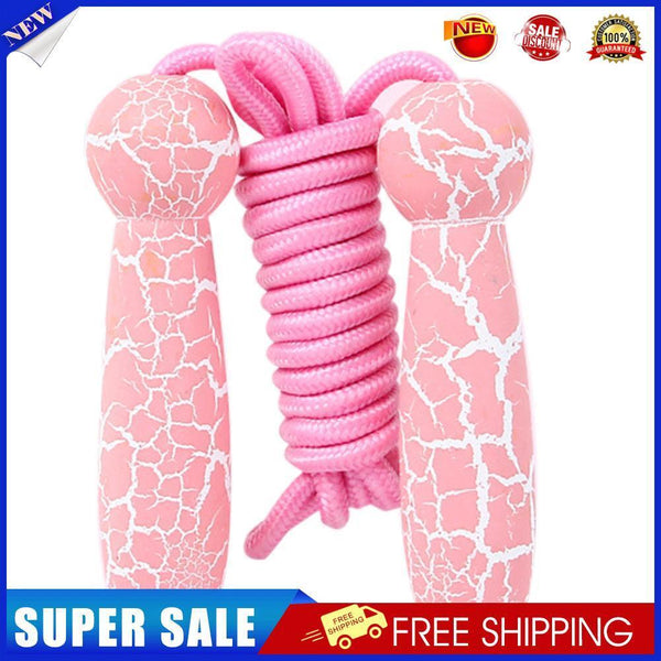 Children Jump Ropes Wooden Crack Handle Cotton Rope Skipping Ropes (Pink)