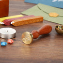 Plants Pattern Retro Sealing Stamp Wood Handle Metal Sealing Wax Stamp (F)