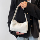 Retro Women Shoulder Bags Female PU Leather Underarm Totes Handbag (White)
