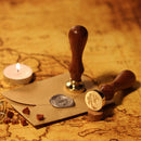 Retro Plant Pattern Wood Handle Copper Head Sealing Wax Seal Stamp Post Decor