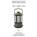 Retro Outdoor Camping Lamp Type-C USB Rechargeable Portable Lantern (Green)
