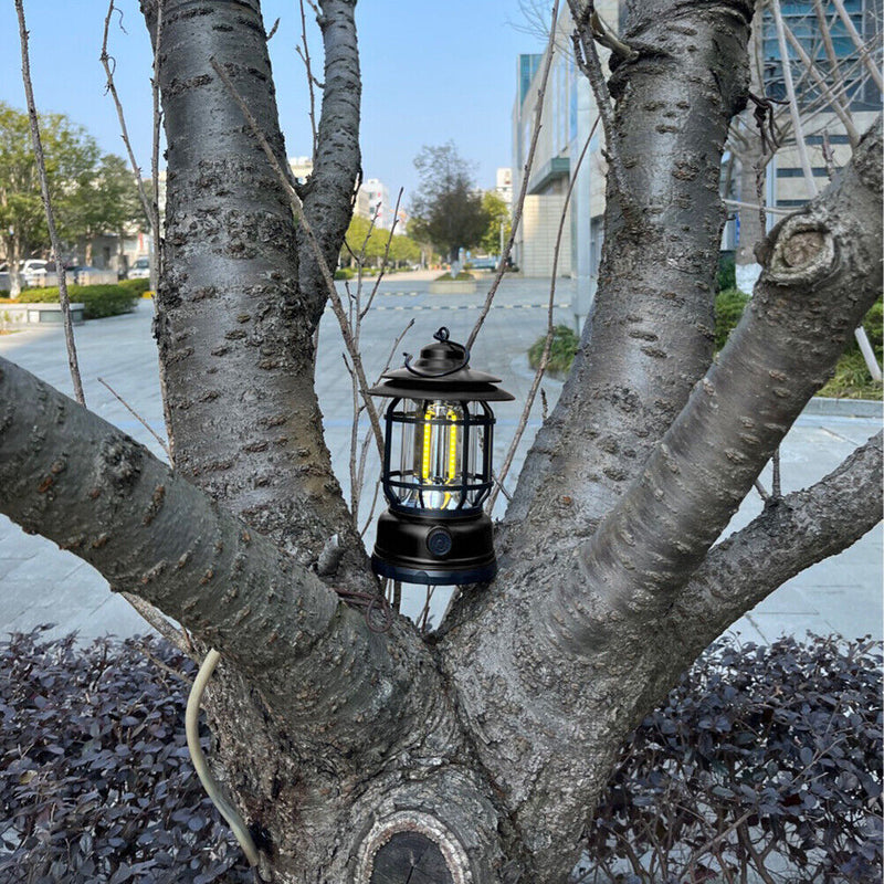 Outdoor Camping Light Retro USB Hanging Atmosphere Home Table Lamp (Black) Newly