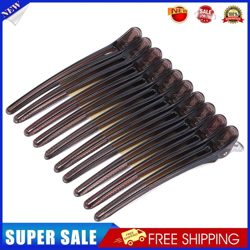 10pcs Hair Care Clips Stainless Steel Hairdressing Sectioning Clamp (Black)