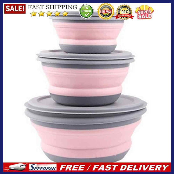 3pcs Folding Outdoor Tableware Hiking Bowls Fruit Storage Bowl Food Container