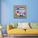 2 Strands Full Embroidery Cartoon Lighthouse Printed Cross Stitch Art Home