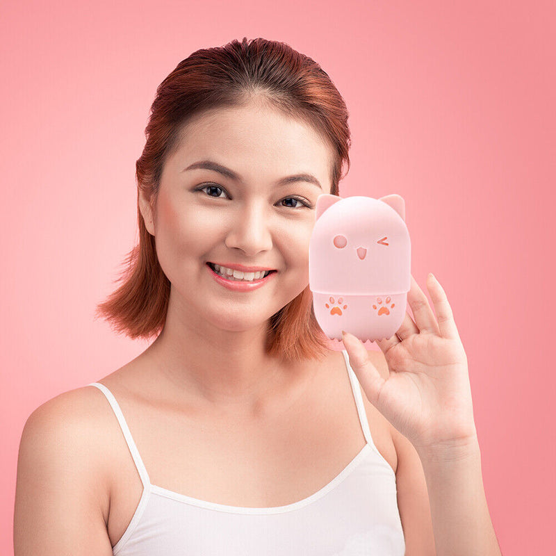 Silicone Beauty Sponge Storage Box Egg Stand Powder Puff Holder Tool (Pink)