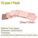 10 pcs 20mmx20mm 0.3mm Heatsink Copper Shim Thermal Pads for Laptop Newly