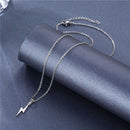Men Metal Jewelry Lightning Pendant Stainless Steel Necklace Choker Long Chain