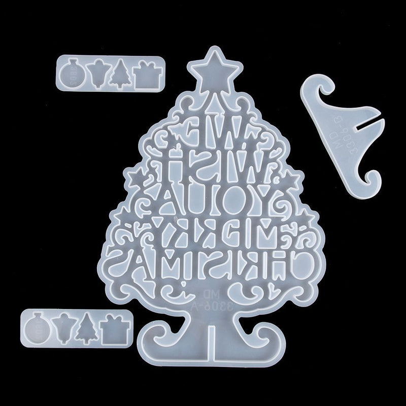 Epoxy Handmade Xmas Tree Christmas Mold Silicone  Mould Merry Christmas