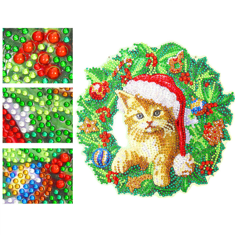 Embroidery Mosaic 5D Diamond Painting Wreath DIY Flower Garland Wall Room Dec