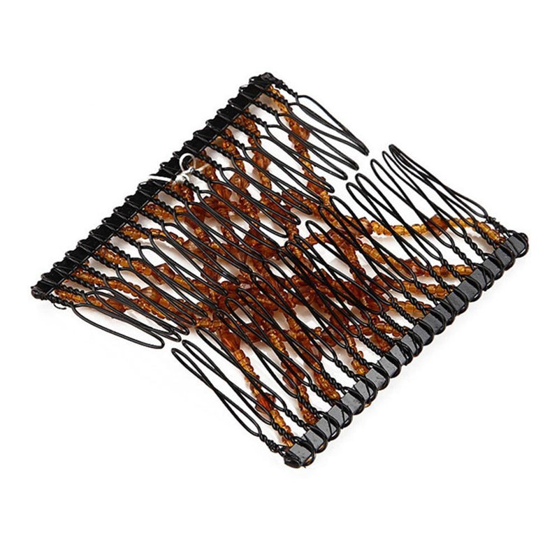 Elastic Magic DIY Double Clip Headband Bun Hair Combs Metal Hairpins Beads Comb