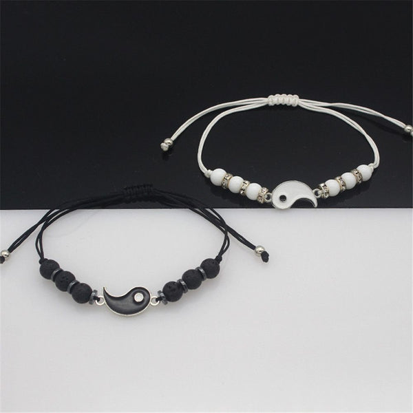 Yang Charm Pendant Jewelry Yin Yang Charm Wristband Weaving Rope Couple Bracele