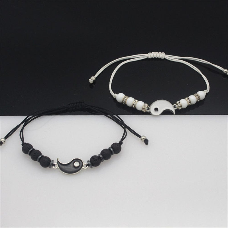 Yang Charm Pendant Jewelry Yin Yang Charm Wristband Weaving Rope Couple Bracele