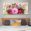 Peony Full Cross Stitch 11CT Cotton Thread Printed Embroidery Kits Hanging Decor