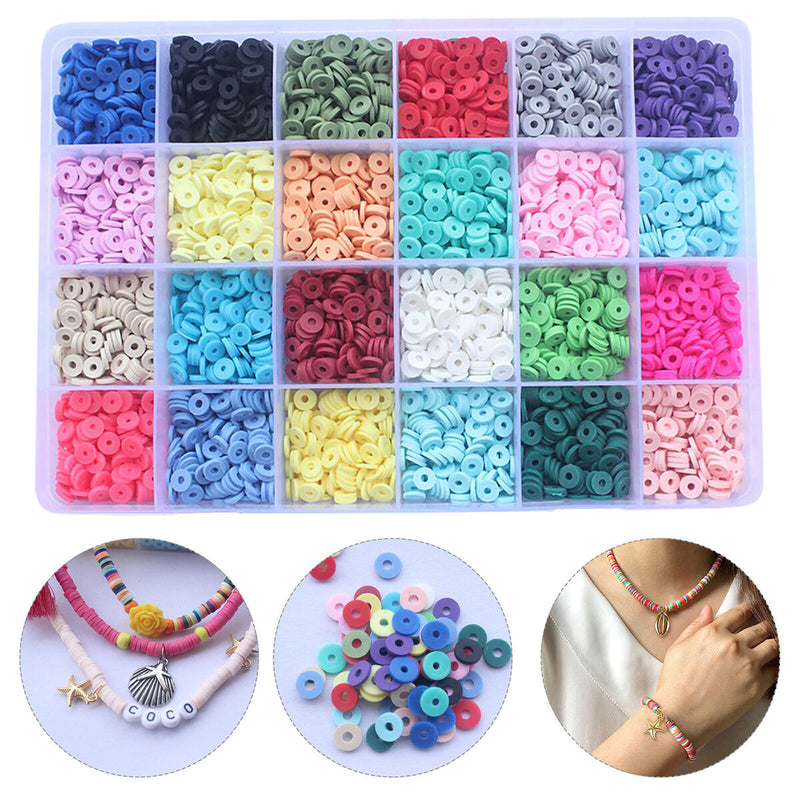 Polymer Clay Beads-Handmade Flat Round Spacer Beads DIY Jewelry Marking Kit