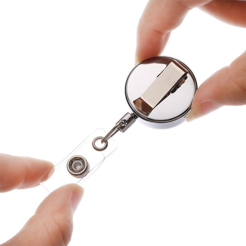 Stationery Metal Anti-Lost Clip Lanyards Badge Holder Key Ring Retractable