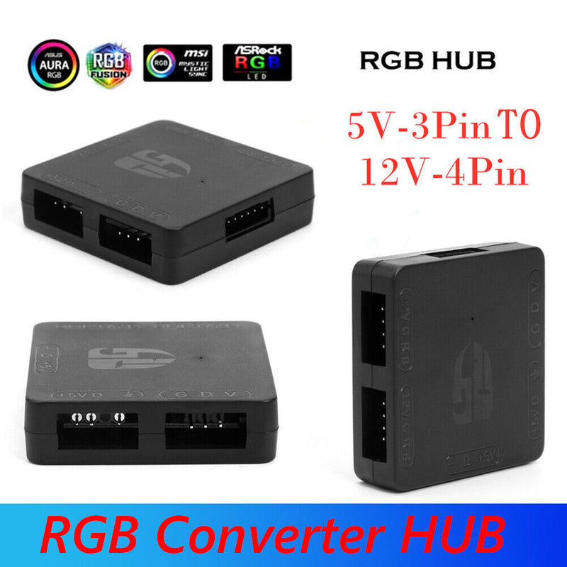 5V 3 Pin to 12V 4-Pin RGB Converter HUB 5V RGB to 12V RGB Motherboard Adapter