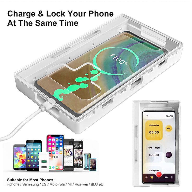 Universal Lock Container Bin Mobile Phone Self-Discipline Case Box with 2 Key