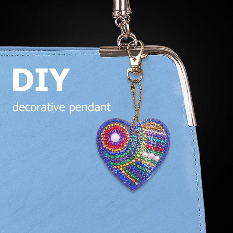 5pcs DIY Diamond Painting Keychain Full Drill Bag Love Hanging Ornaments Newly