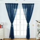 Star Print Tulle Curtains Window Drapes Sheer Purdah for Home(Dark Blue)
