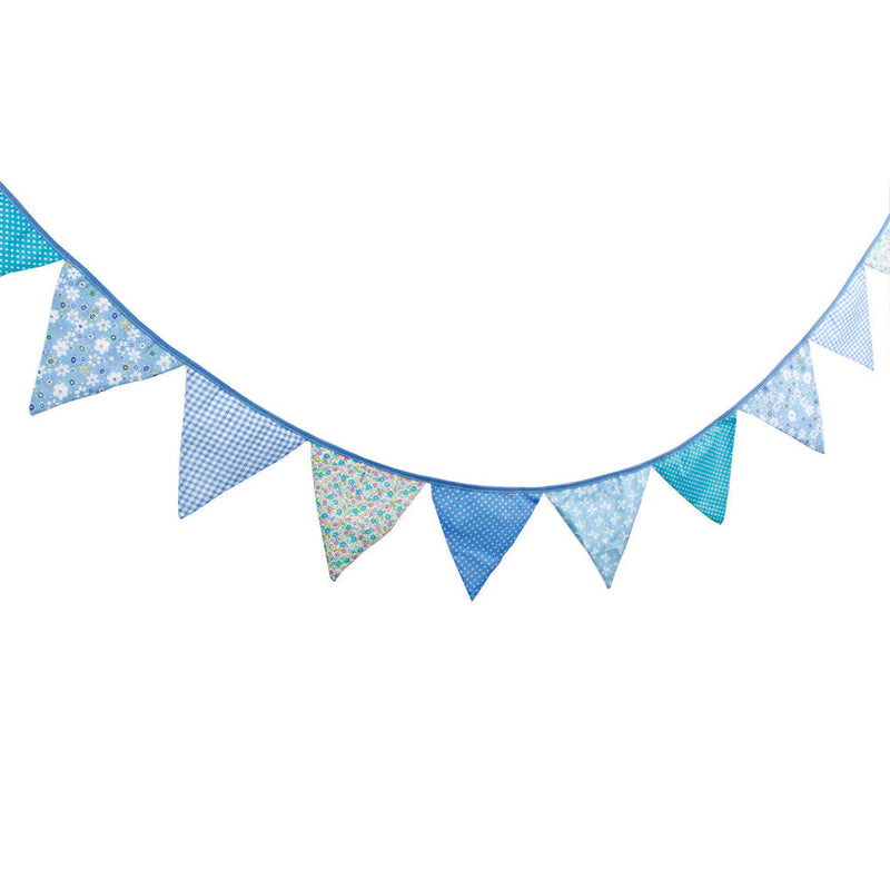12 Flags 3.2m Blue Cotton Party Wedding Pennant Bunting Banner Decor