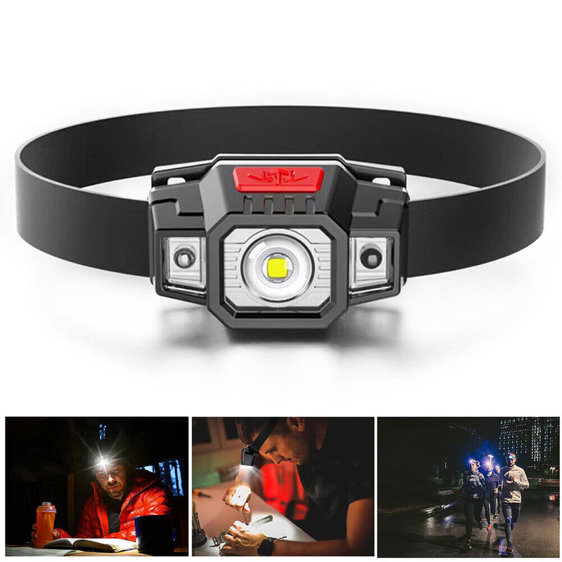 LED Mini Headlamp Outdoor Portable Wave Sensor Headlight Head Torch Flashlight