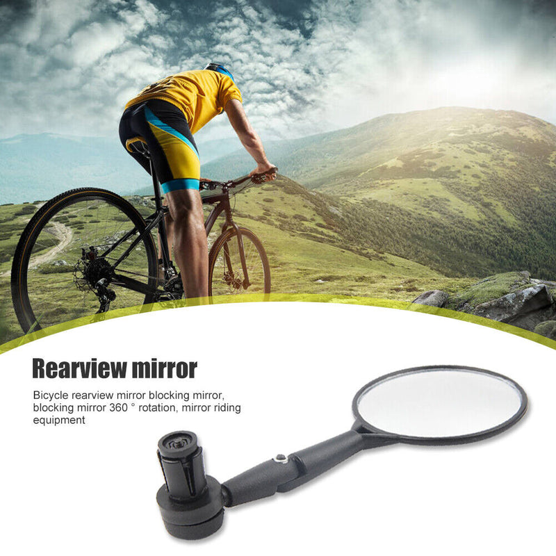 1pc Bicycle Handlebar End Mirror 360 Rotatable Round Bike Side Rearview Mir