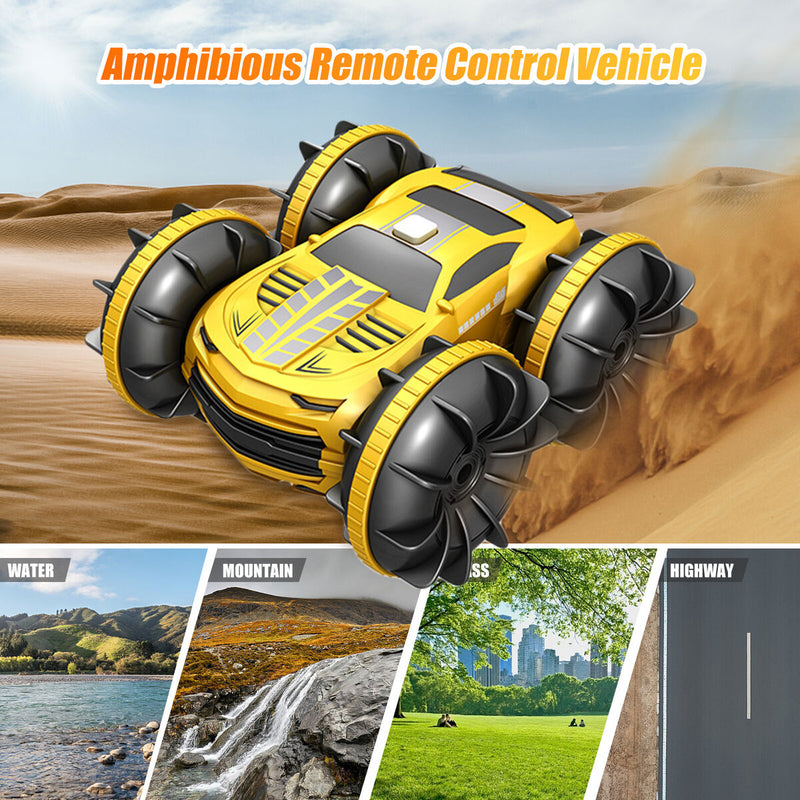 #A Double Sided Amphibious Remote Control Vehicles 2.4G 4WD Waterproof RC Stun