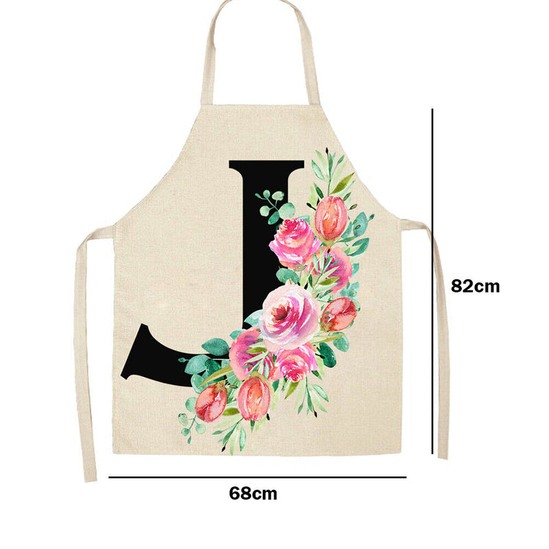 Flower J Printed Linen Apron Waterproof Cooking Bibs Pinafore (82x68cm)