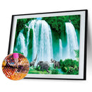 5D DIY Diamond Painting Elephants Waterfall Full Round Drill Crafts Mosaic