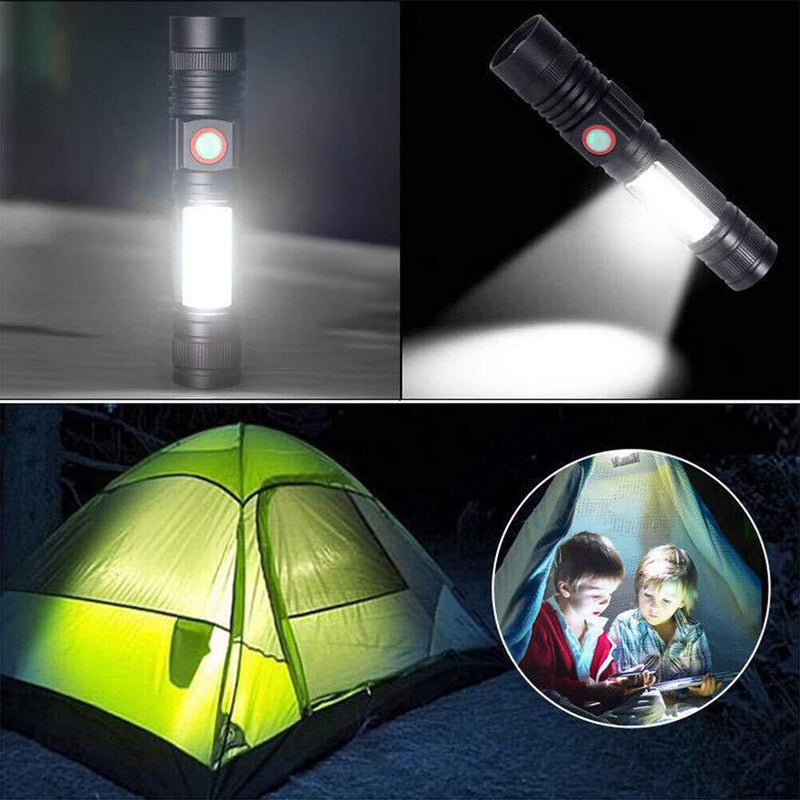 Handheld Flashlight Electric Torch for Hiking Fishing Rechargeable USB Portable