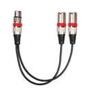 3Pin XLR Female to Dual 2 Male Y Splitter 30cm Adapter Cable Wire (Red) Newly