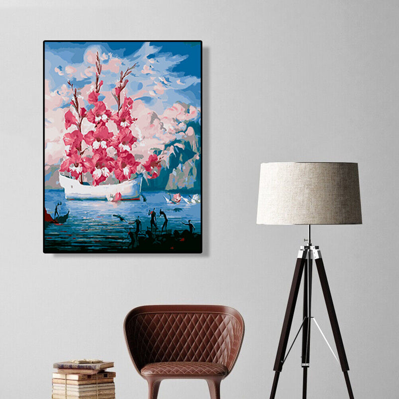 DIY Digital Oil Painting By Numbers Flower Boat Art Picture Kits Wall Decoration