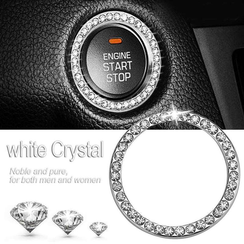 40mm/1.57in OD Car Auto Start Switch Button Decorative Diamond Ring(White) Newly