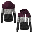 Pullover Casual Women Long Sleeve Hit Color Stitching Drawstring Winter Hoodies