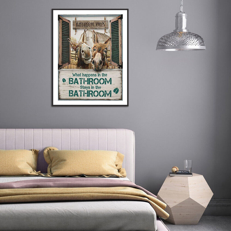 5D Diamond Painting Kit Donkey in Fence Full Round Drill Rhinestone DIY Wall Art