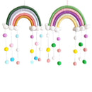 Handmade Woven Photo Prop Clouds Felt Ball Wall Hanging Decor Rainbow Tapestry