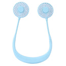 7 Blades USB Rechargeable Wearable Mini Hand Free Neckband Fan (Sky Blue)