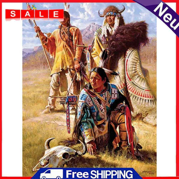 Indians Oil Paint By Numbers Kits DIY Craft Coloring Drawing Home Decoration