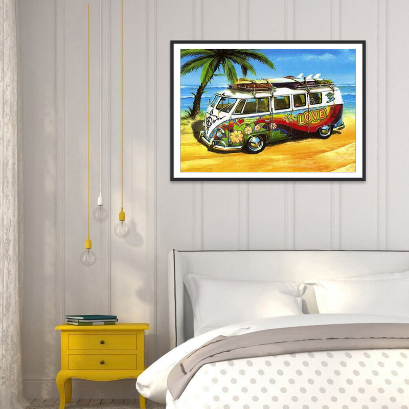 Bus by the Beach Diamond Painting Kits Full Square Drill Home Wall Art Decor