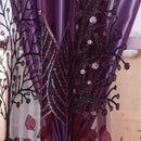 Flower Printing Curtain Yarn Tulle Window Curtain Panel for Bedroom (Purple