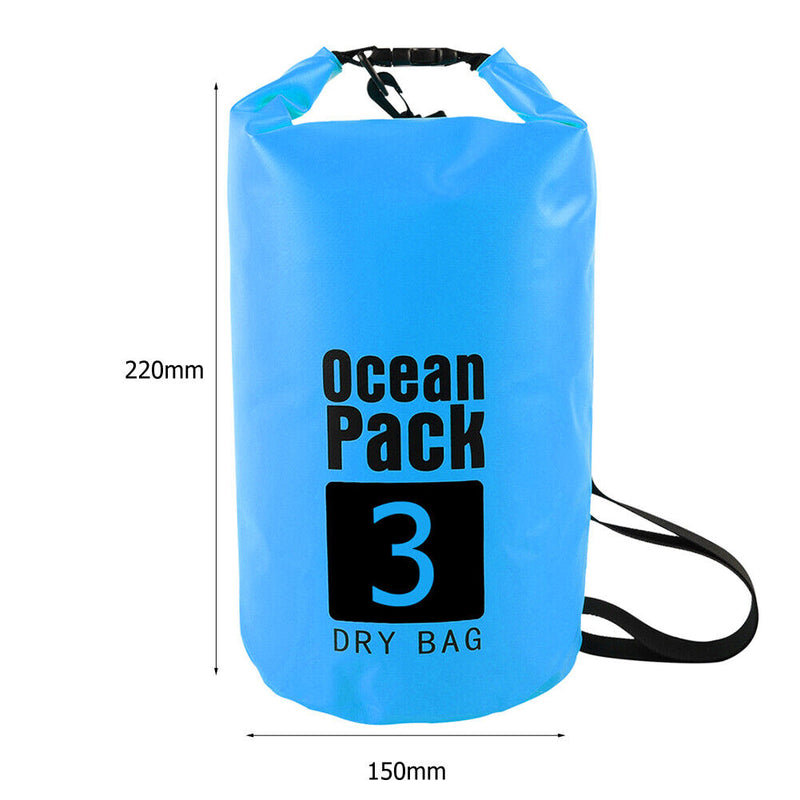Waterproof Dry Bag Pack Sack Swimming Kayaking Boat Trekking (3L Sky Blue) Newly