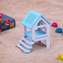 Pet Bed Nest Hamster House Wooden Climb Small Animal Pet Sleeping Cage(Blue