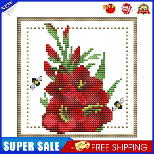 12 Months Flower Cross Stitch Printed Canvas DIY Needlework (August H430)