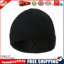Unisex Knitted Cap Winter Autumn Solid Color Simple Streetwear Hats (Black)