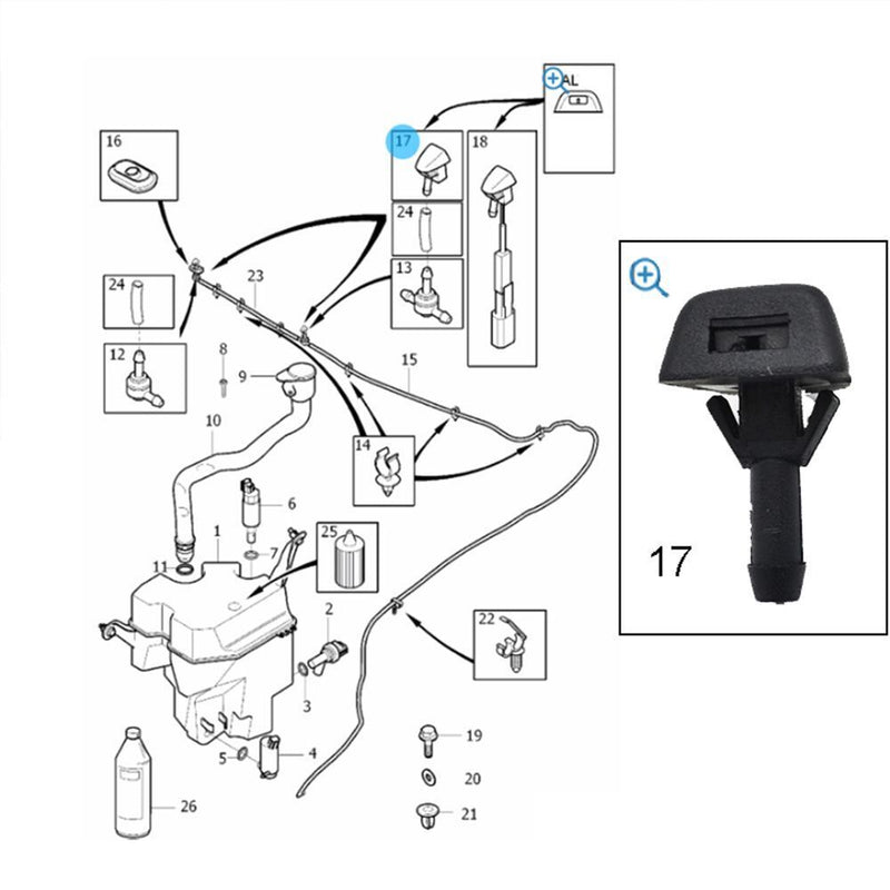 Window Plastic Windscreen Nozzle Sprayer Car Washer Nozzle Windshield Washer